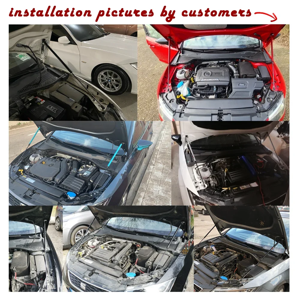 Bonnet Hood Struts For SEAT Leon MK3 5F 2012-Lift Supports Front Bonnet Hood Modify Gas Damper Struts Spring Shock No-Drill gas spring gas strut fitting
