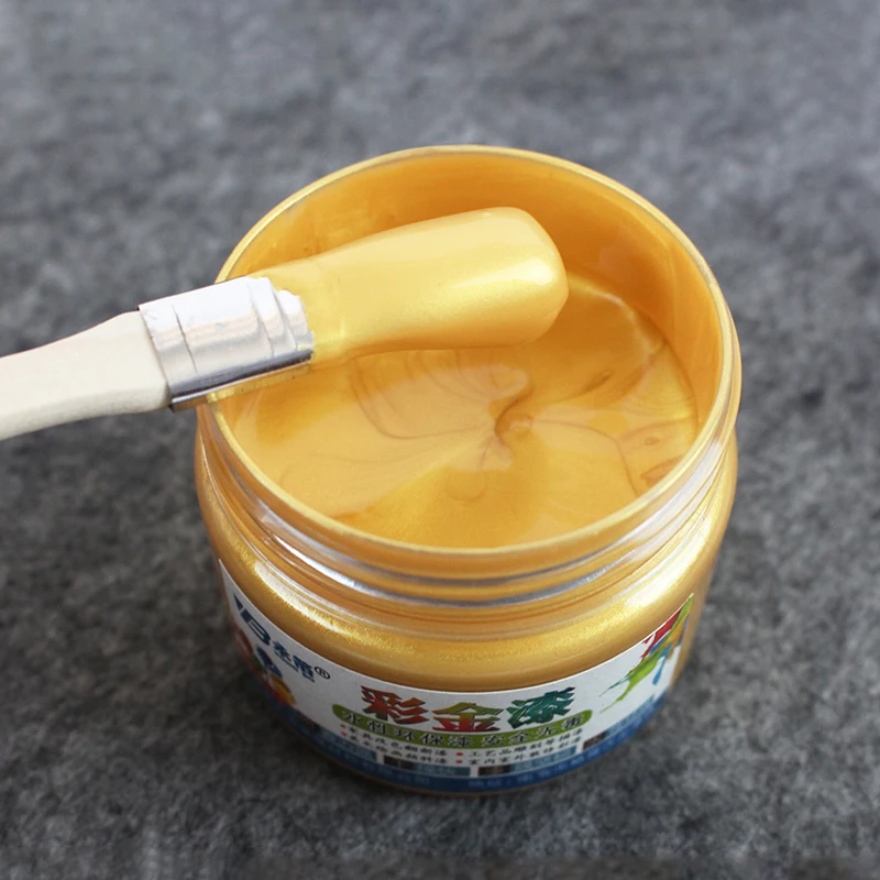 White Bright Gold Paint Metal Lacquer Wood Paint Tasteless Water-based for Any Surface Waterproof Anti-Rust Acrylic 100g