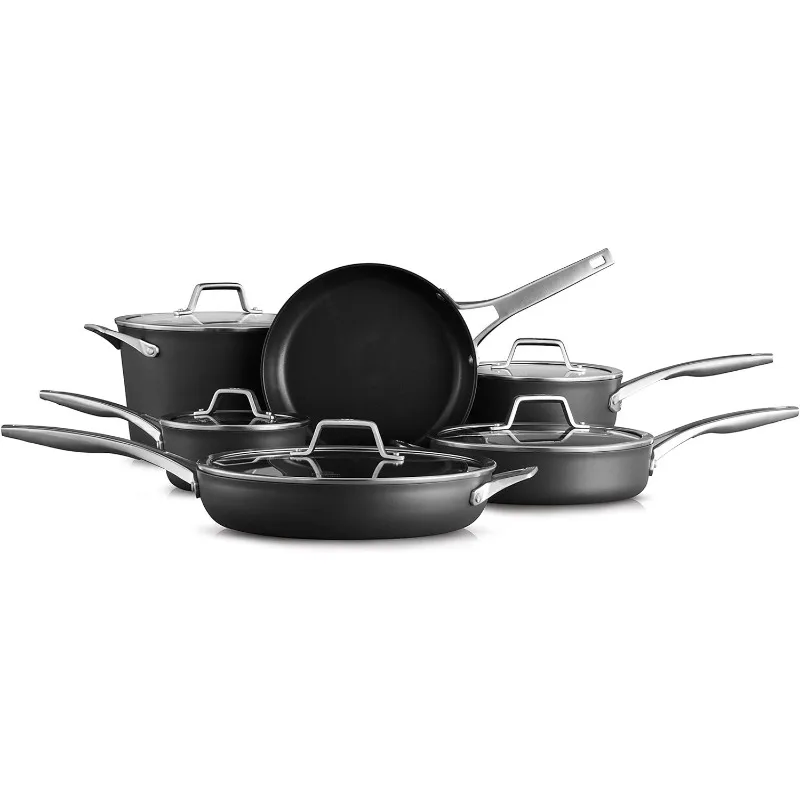 

Calphalon 11-Piece Pots and Pans Set, Nonstick Kitchen Cookware with Stay-Cool Handles, Dishwasher and Metal Utensil Safe, Black