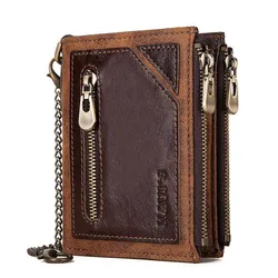 Men's RFID Blocking Genuine Leather Bifold Wallet with 7 Card Slots (Coffee)