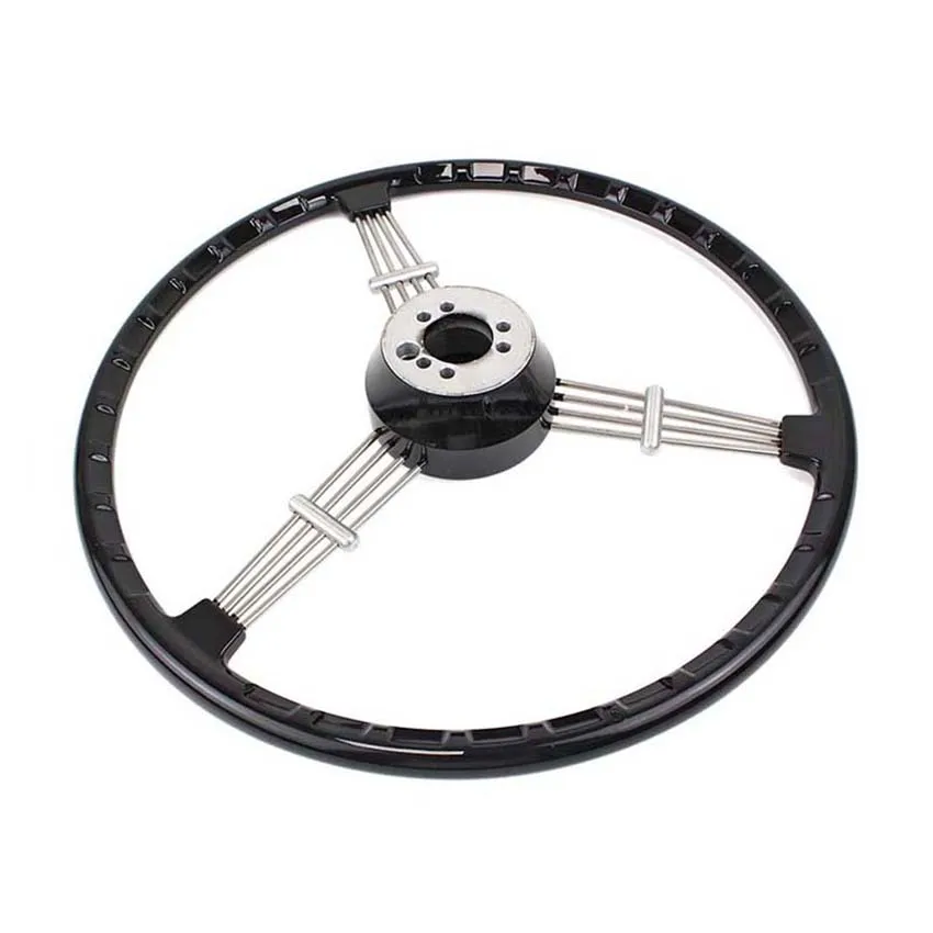 PURE ステアリングホイール 3スポーク 黒 クラシックな3スポークステアリングホイール,高品質,ビンテージ