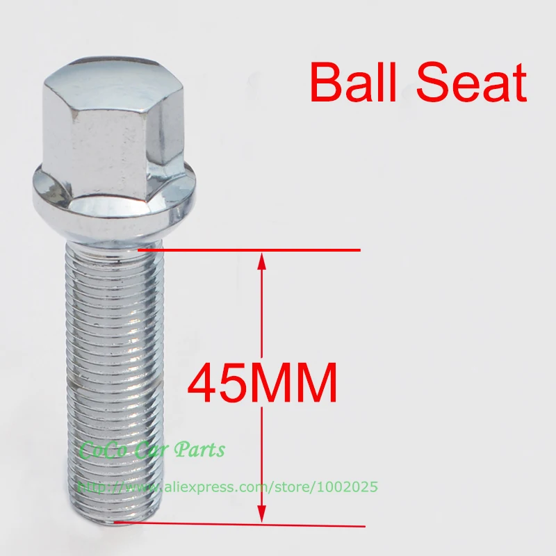 M12x1.5 Ball Seat Lug Bolts 55mm Shank 