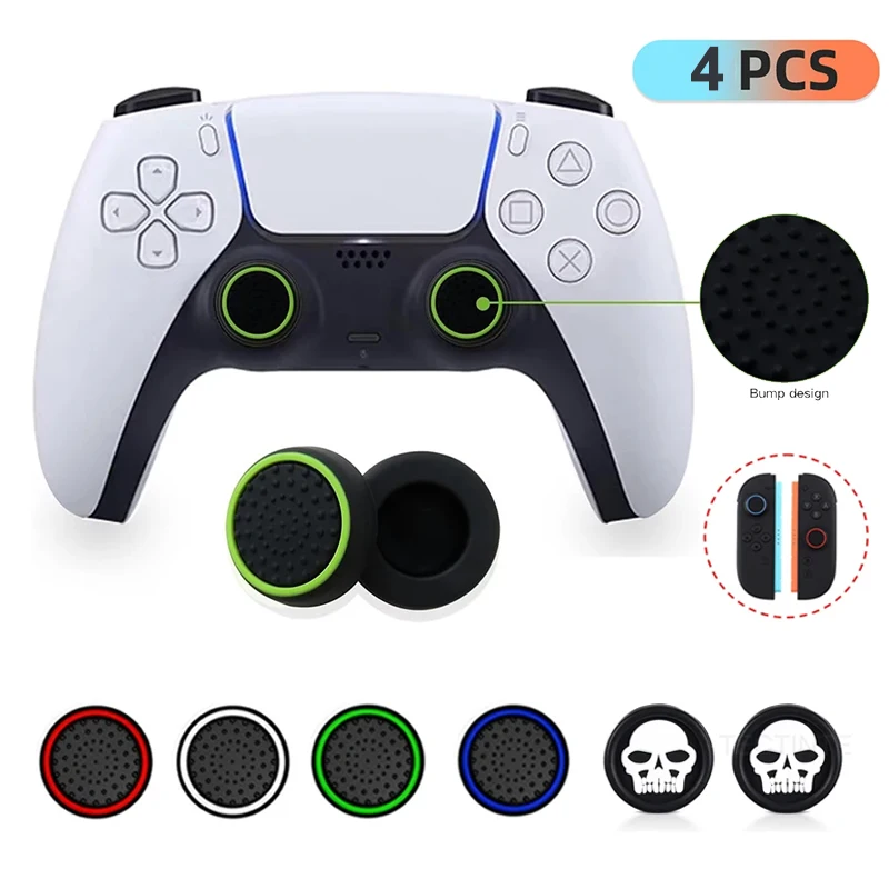 Silicone Analog ThumbStick Grip Caps Cover For PS5/PS4/PS3/Switch 2 Accessories For Steam Deck/Xbox One/Xbox 360 Controller 4pcs