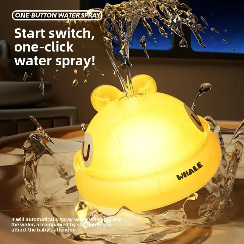 Giocattoli da Bagno per Bambini, Spruzza Acqua, Giocattoli Elettrici a Forma di Balena con Luce e Musica, Palla da Bagno LED, Giocattolo per Vasca - immagine 2