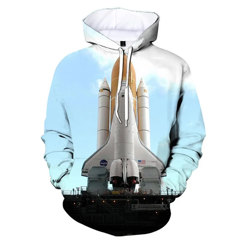 thumbnail image 1 of Sudadera con capucha con estampado 3D de transbordador espacial para hombre y mujer, sudadera con gráficos de cohetes, jersey de manga larga, sudaderas con capucha para primavera y otoño para niños, 1 of 5