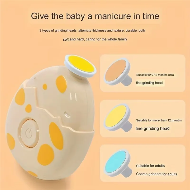 Electric Children Nail Trimmer Safe & Gentle Fornewborns Includes 3 Grinding Heads Fortrimming