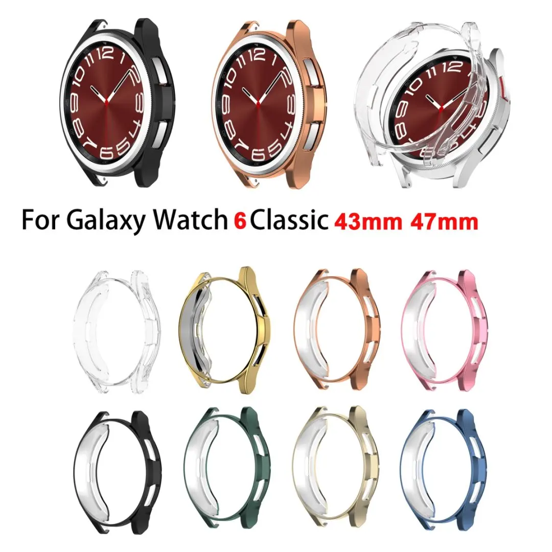 삼성 갤럭시 시계 6 클래식 43mm 47mm용 슬림 TPU 보호 전기도금 화면 보호기 케이스 커버