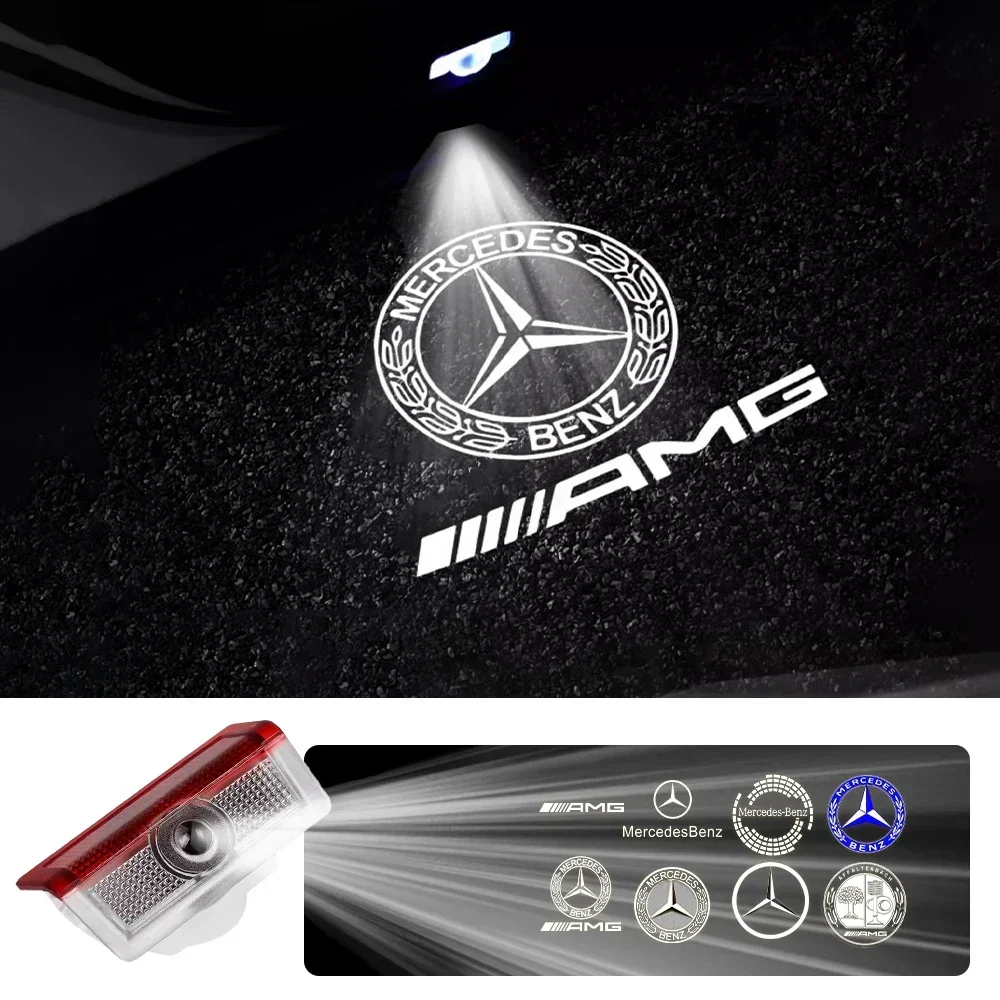 Car Door Sign Welcome Light LED Projection Light For Mercedes Benz AMG GLC GLA GLE GLS GL W204 W176 W205 W213 W166 W212 C180 2X car door welcome lights
