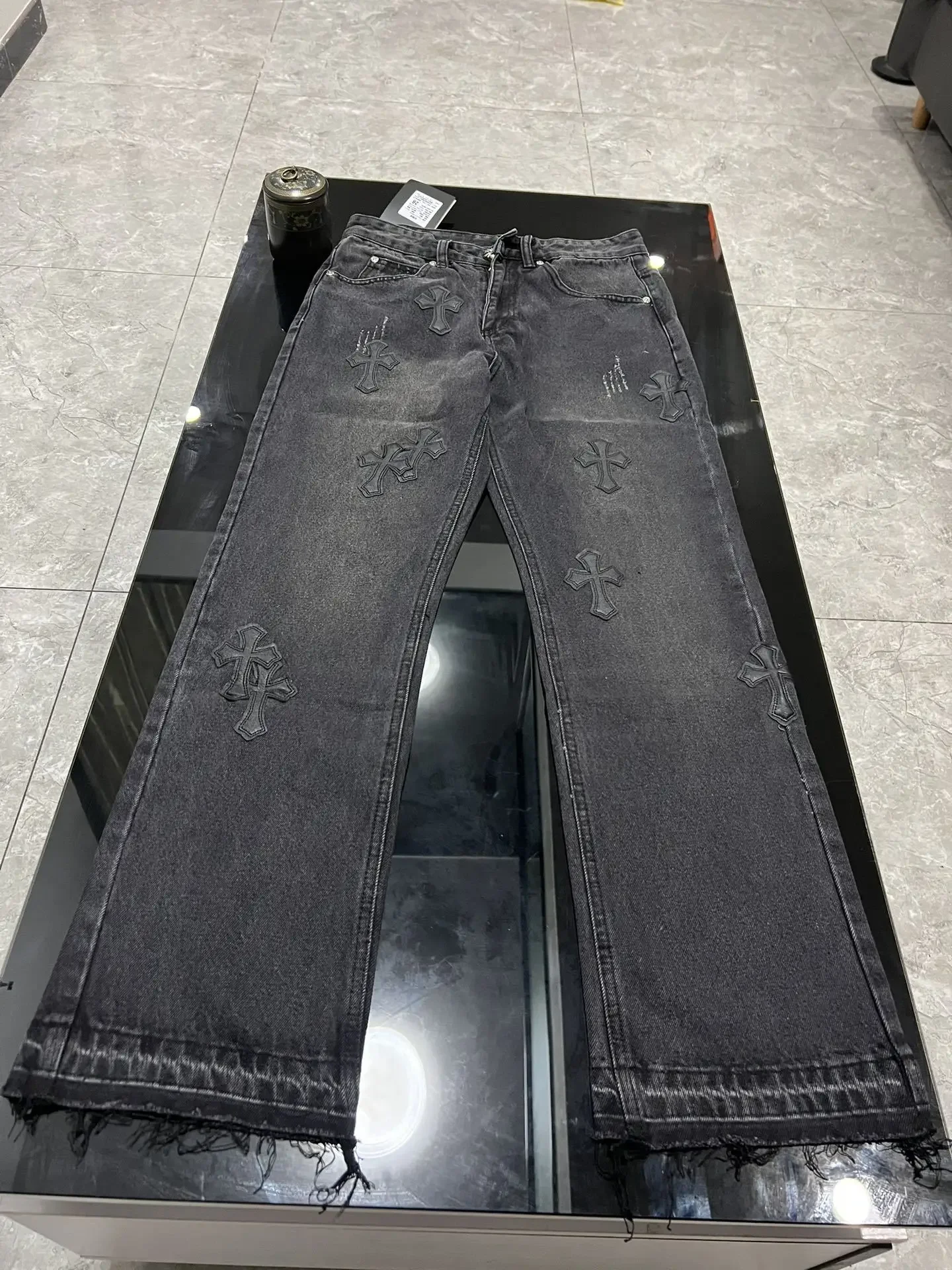 

2024 Tide Chrome Hearts Fashion 1:1 CH Cross Patchwork Jeans High Quality High Street Fashion Trousers