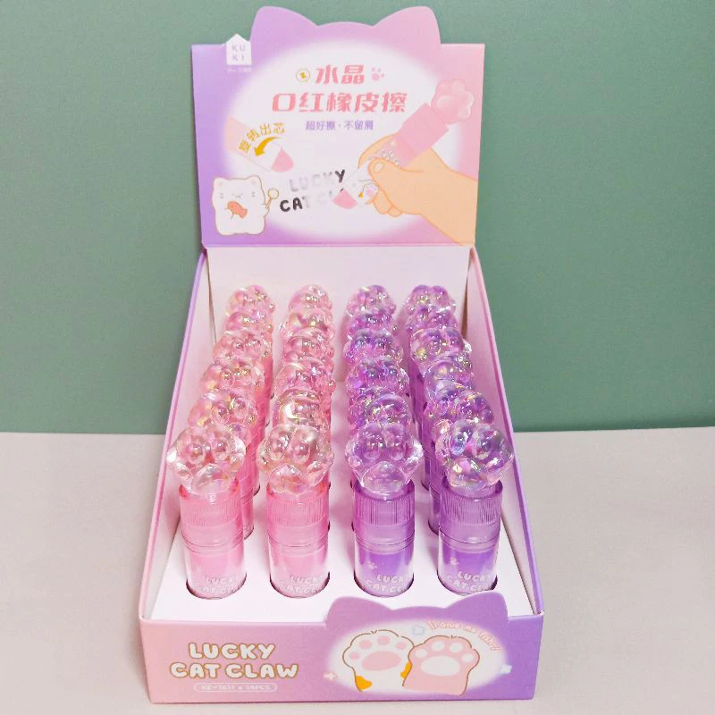 Lipsticks Design Pencil Eraser pencil eraser Cute Cat Paw Erasers Wipe Clean Correction Tools Kids Gifts Office Supplies Student Stationery