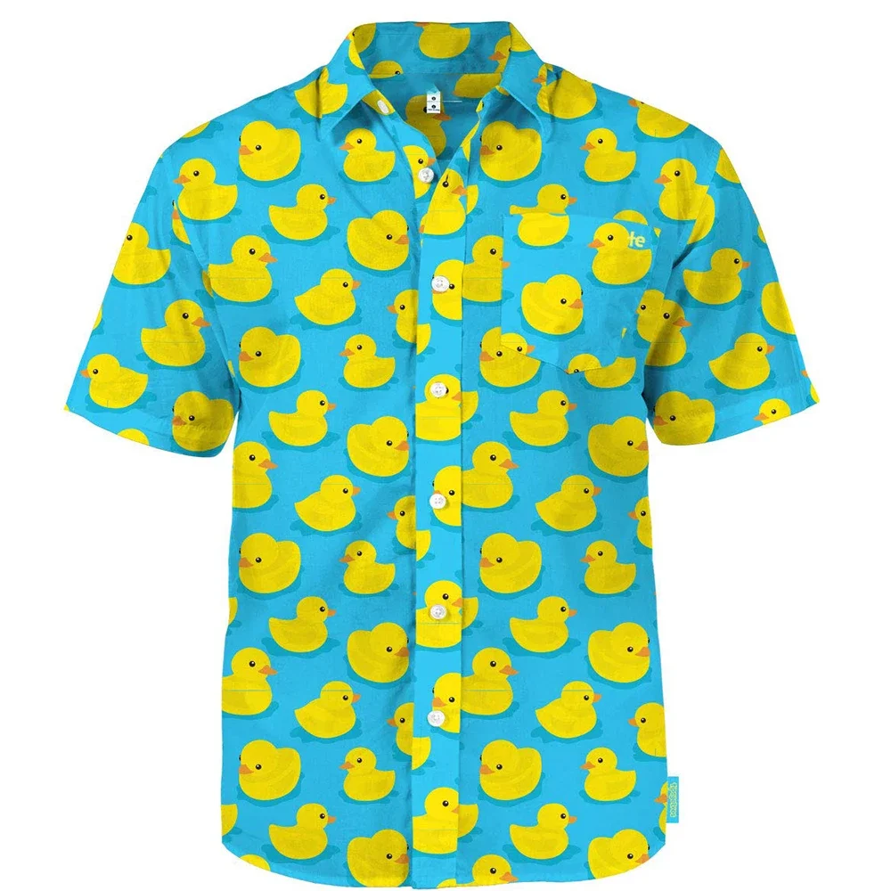

Men's Duck and Bird 3D Printed Blouse, Women's Vocational Blouse, Lapel Shirt, Cuba, Teen Blouse,casual Tops,summer,2024