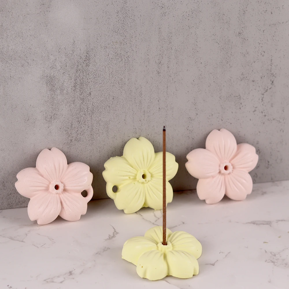 Flower Shaped Incense Sticks Holder Silicone Mold DIY Plaster Resin Making Thread Incense Insert Stick Molds Ashes Catcher silicone mold