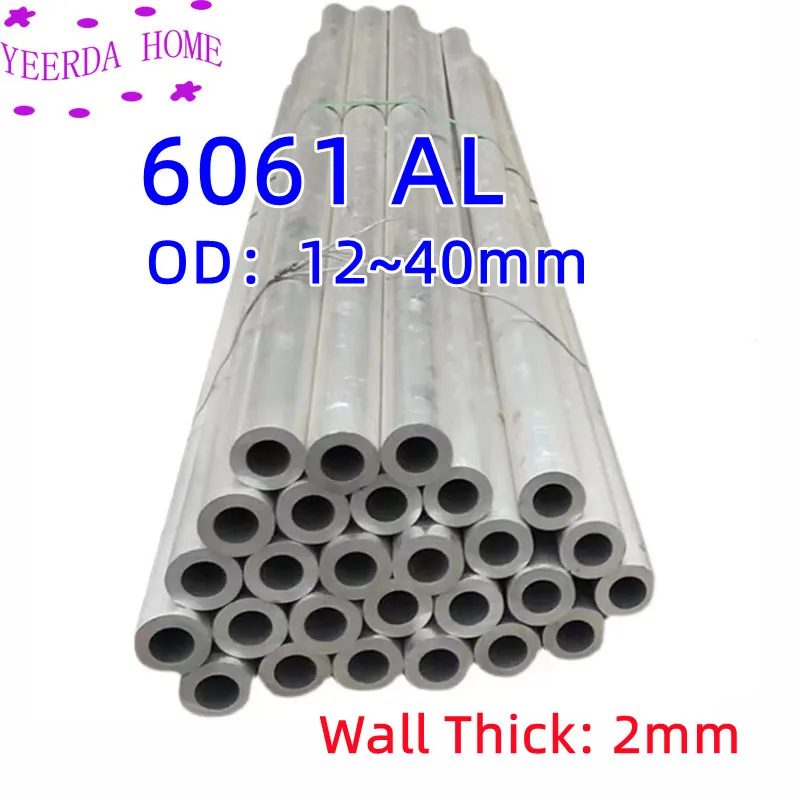 Aluminium Pipe 2mm Wall Thickness 6-56mm OD Straight 240mm 490mm Long Round 6061 Aluminum Alloy Tube