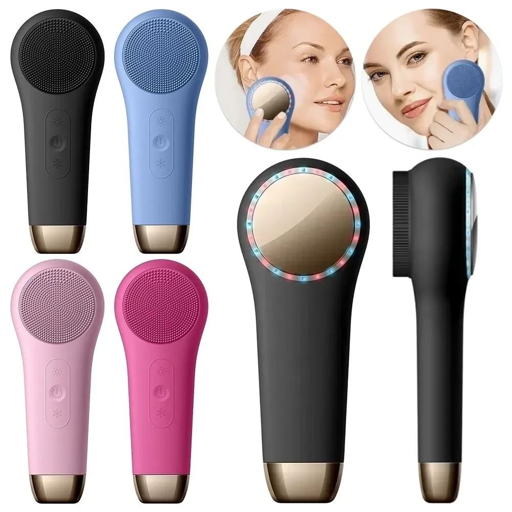 Silicone Electric Face Cleaner​​ Cold Compress Hot Compress ​​Vibrating Face Washer​​ Vibrating​​ Acne Treatment​​