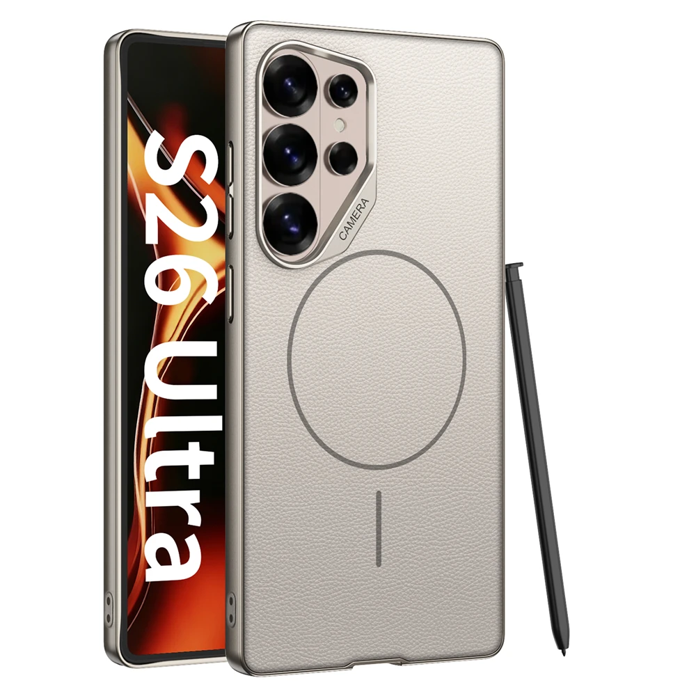 Magnetic Leather Thin Matte Phone Case with Magsafe Compatibility - Wireless Charging Shockproof Cover