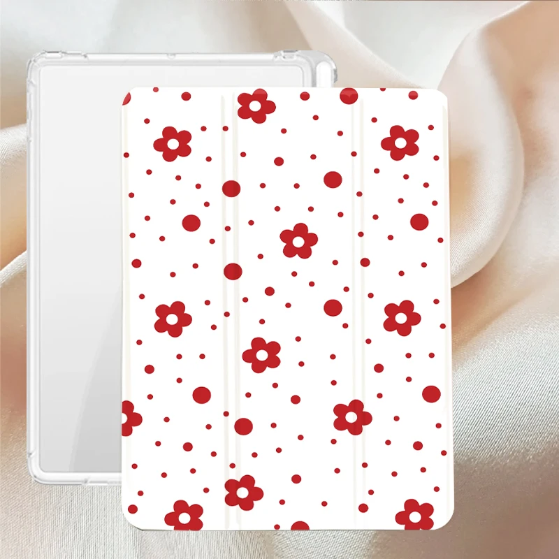 Retro Red Polka Dot Flowers Tablet Case
