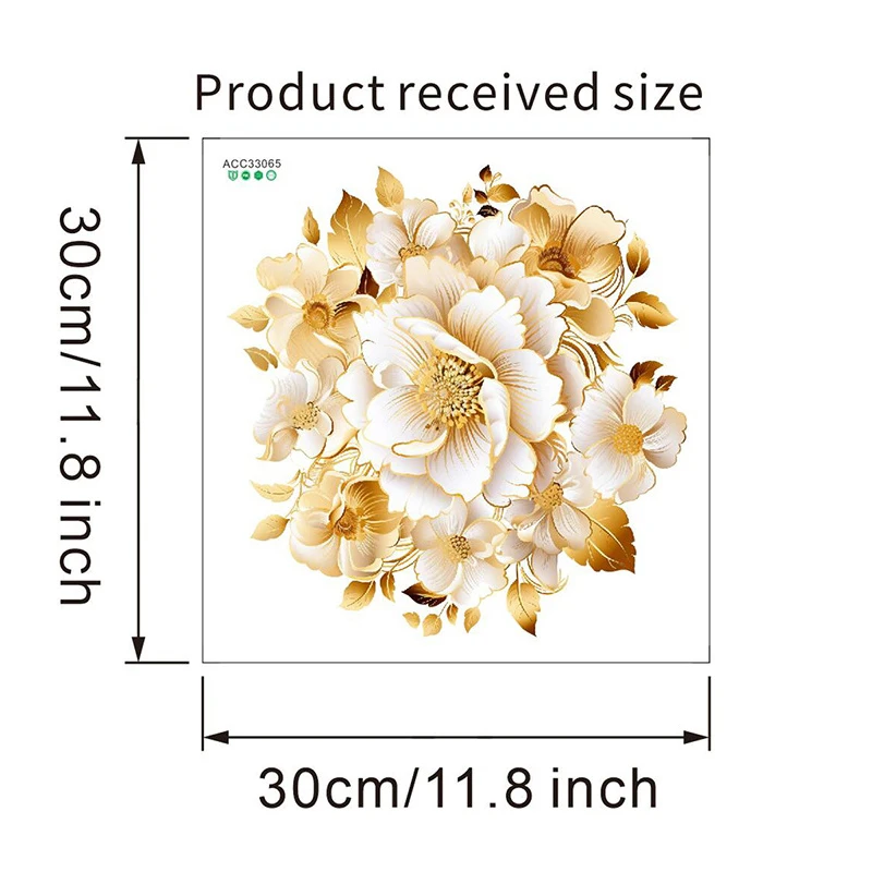 Bathroom Toilet Stickers Modern Minimalist Golden Flowers Pattern Self-adhesive Paintings For Bathroom Living Decorations