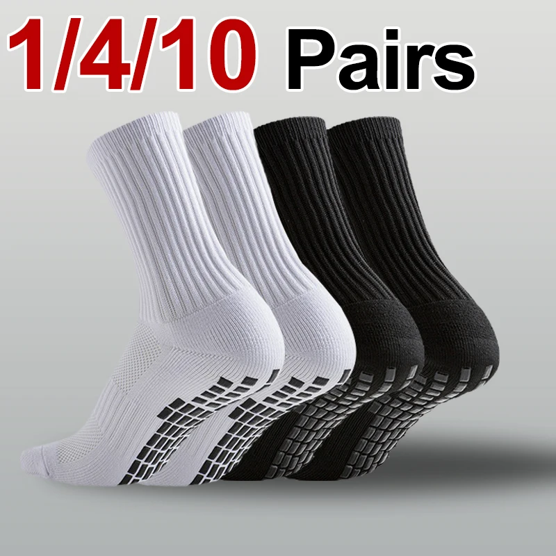 Non Slip Soccer Socks 1/4/10 Pairs for Men Women Sports