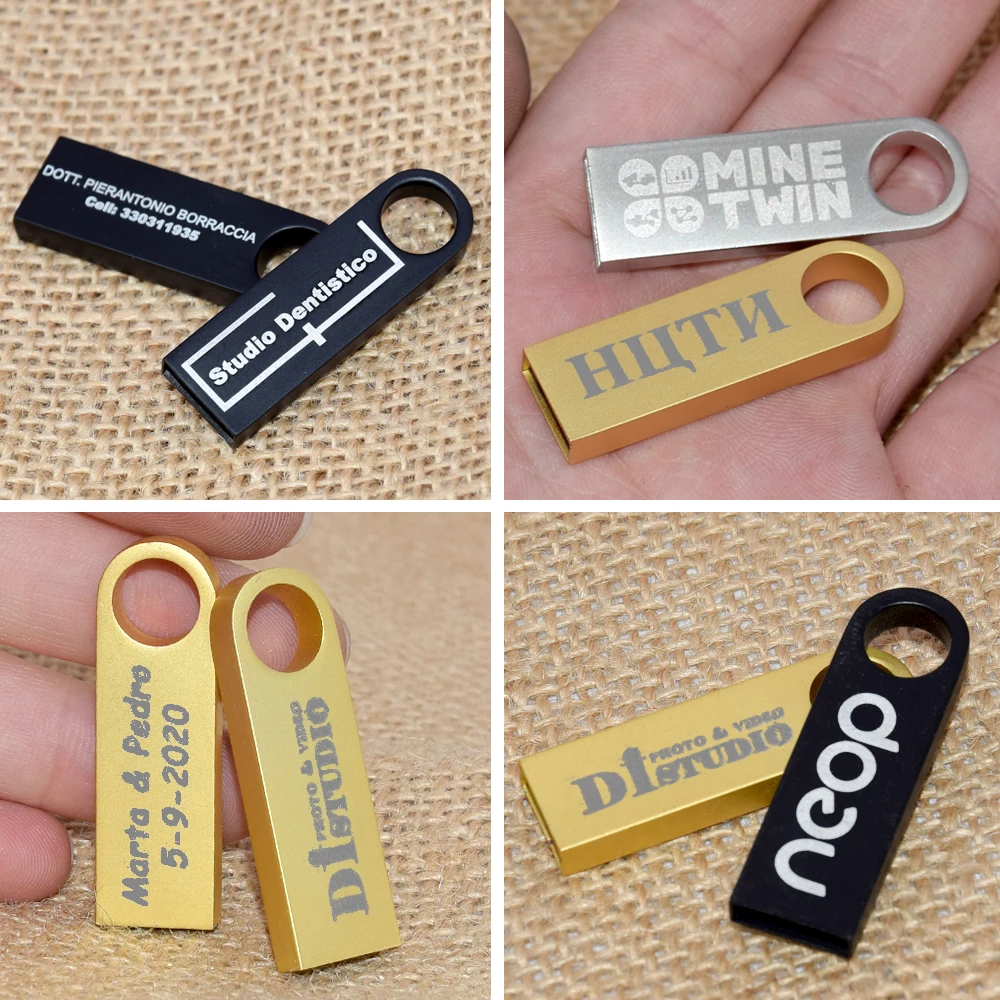 100개 금속 USB 플래시 드라이브 1GB 2GB 4GB 펜드라이브 8GB 16GB USB 펜 드라이브 32GB 64GB 128GB 메모리 스틱 128MB 256MB 무료 로고 인쇄