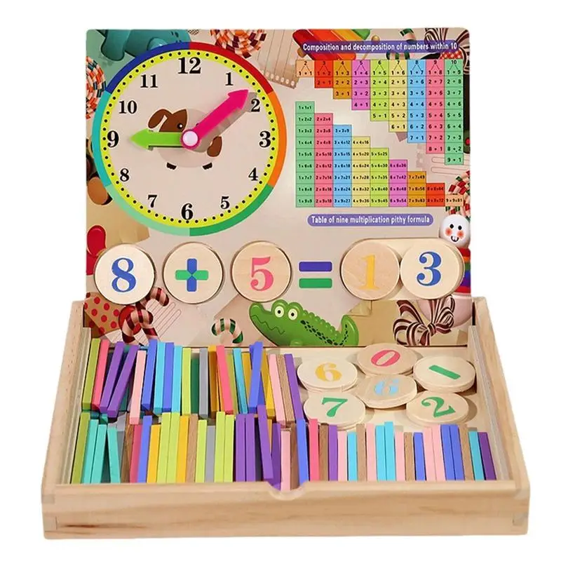 

Wooden Clock Toy Motor Skills Educational Game Double Sided Preschool Counting Game Toy Learning Gift Number Calculate Toy