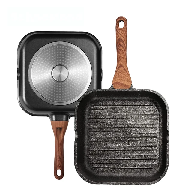 Premium Square Cast Iron Grill Pan for Induction Cooktops & Gas Stoves -  AliExpress