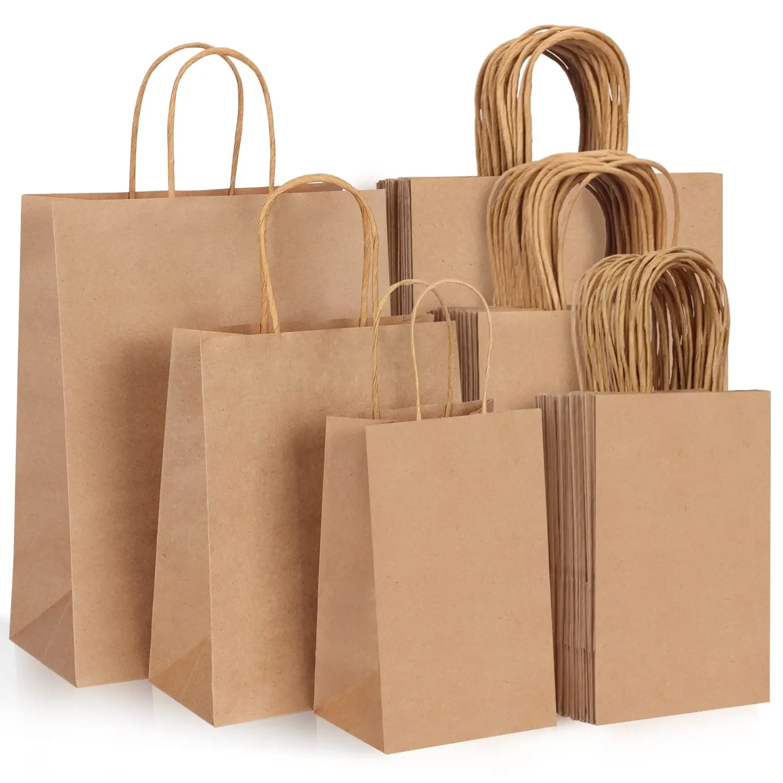 Kraft Paper Bags with Handles – Portable Gift Packaging Bag for Clothes, Food, Coffee, ... - SKU PGB10255 - UGI Packaging