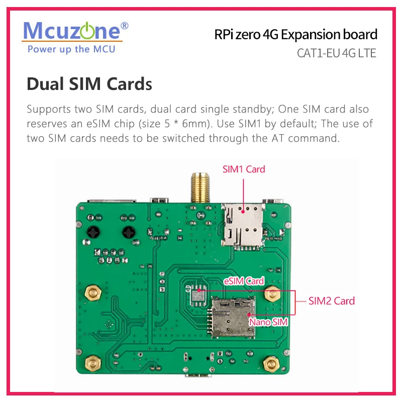 Placa de Expansão Ethernet Zero para Raspberry pi Zero Cat1-eu 4g Lte 100mbps Zero Wh2w Hub Usb Esim Rs485para Isolamento de Energia - Imagem 3