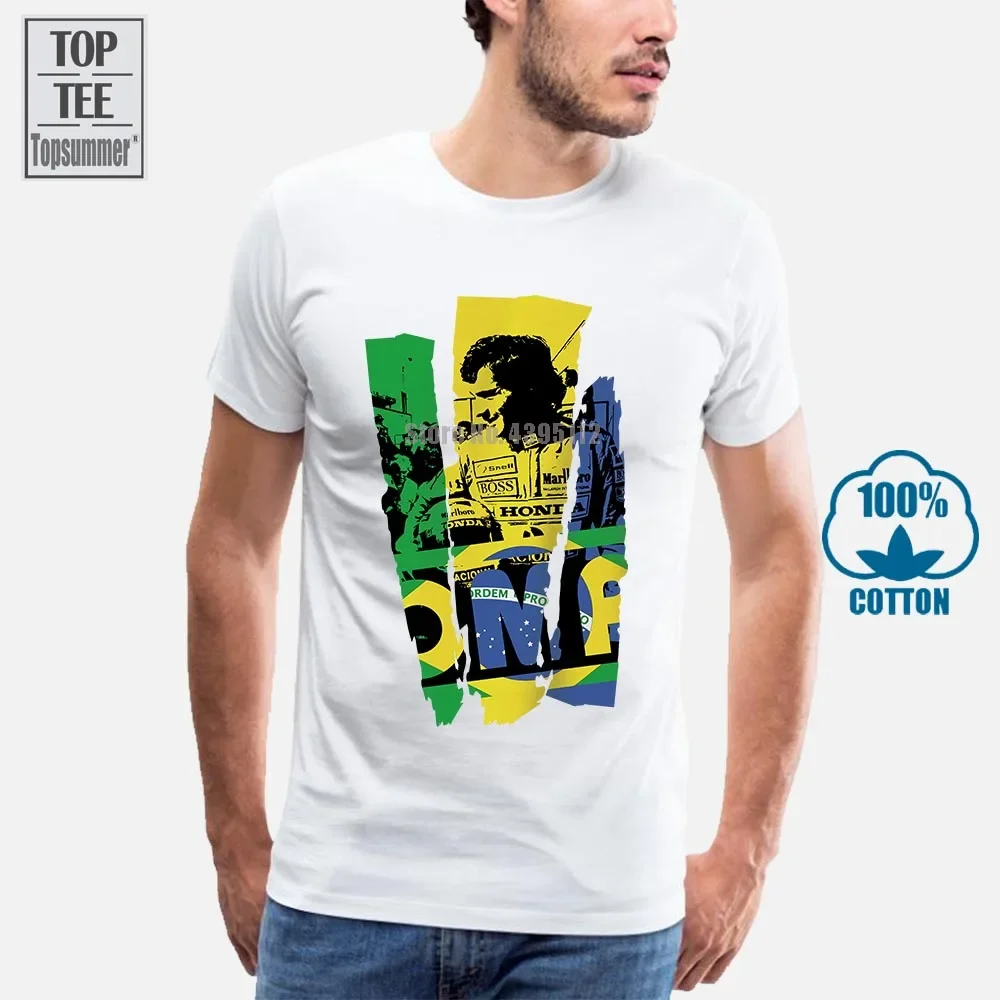 Maglietta Omp Ayrton Senna Cotone Bianco Consegna Gratuita T-Shirt Unisex