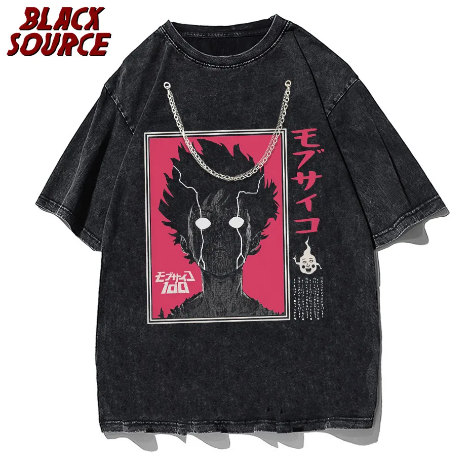 Mob Psycho 100 Men's T Shirts Anime Manga Leisure Tees Short Sleeve Round Neck T-Shirts 100% Cotton New Arrival Clothes