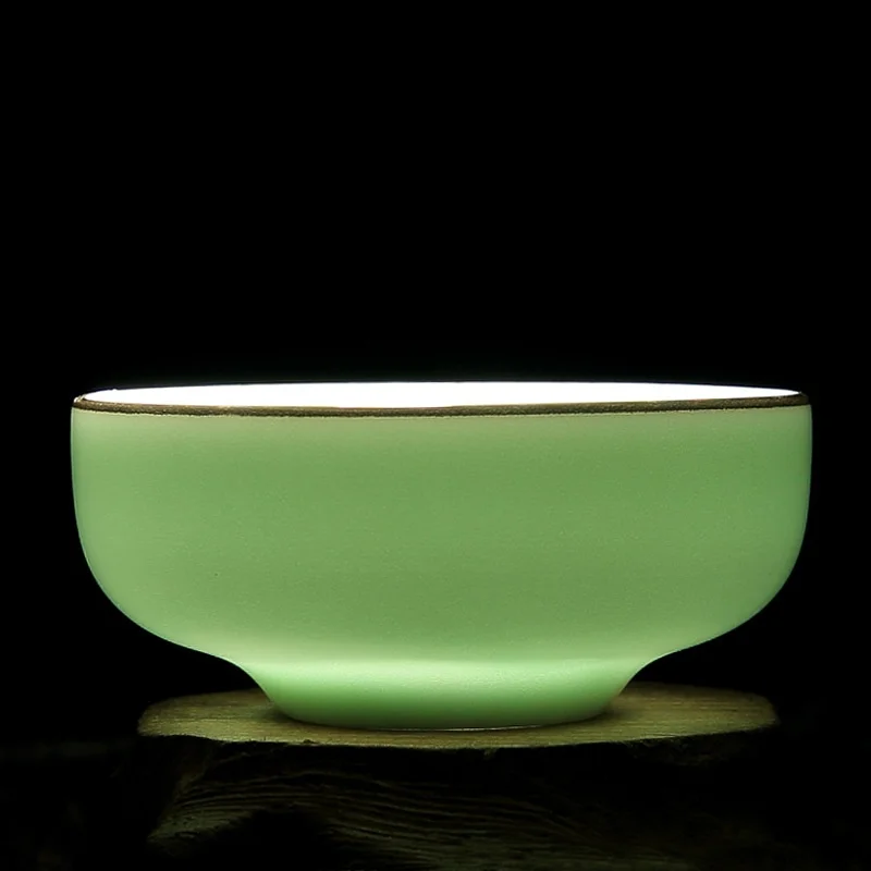 60ml High Quality Celadon Chinese Kung Fu Tea Set Round Flat Lotus Carp Pu'er Tea Cups Hand-painted Ceramic Single Carp Teacup