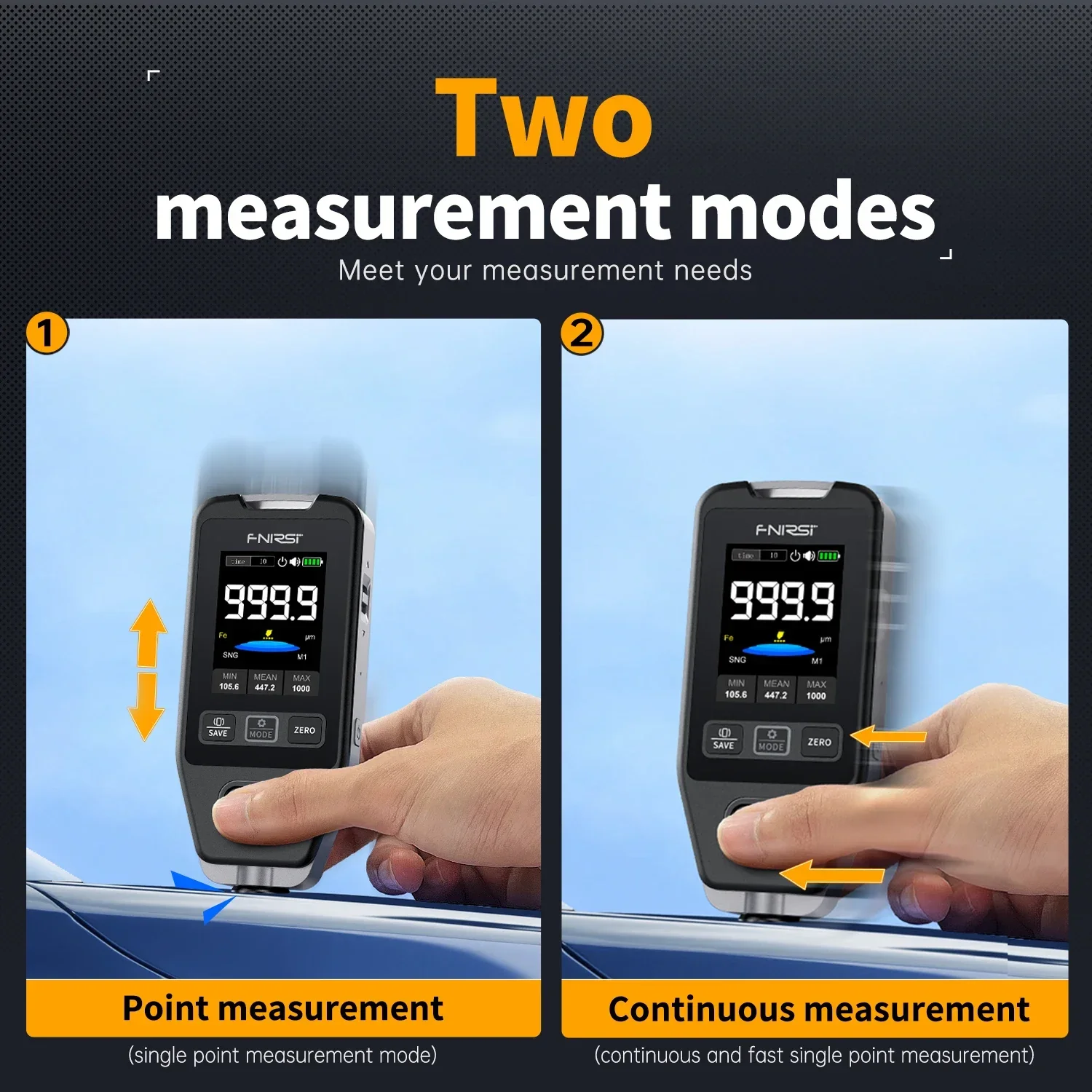 FNIRSI CTG-20 Car Paint Thickness Gauge Electroplate Metal Putty Powder Coating Thickness Gauge for Car 0-1400um Fe nFe Fe+Zn