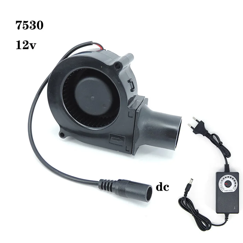 12V 7cm 7530 DC Power Variable Speed Controller Air Blower Cooler cooling Fan 75mm For Camping Cooking/Barbecue/Firewood/Waste cooling fan