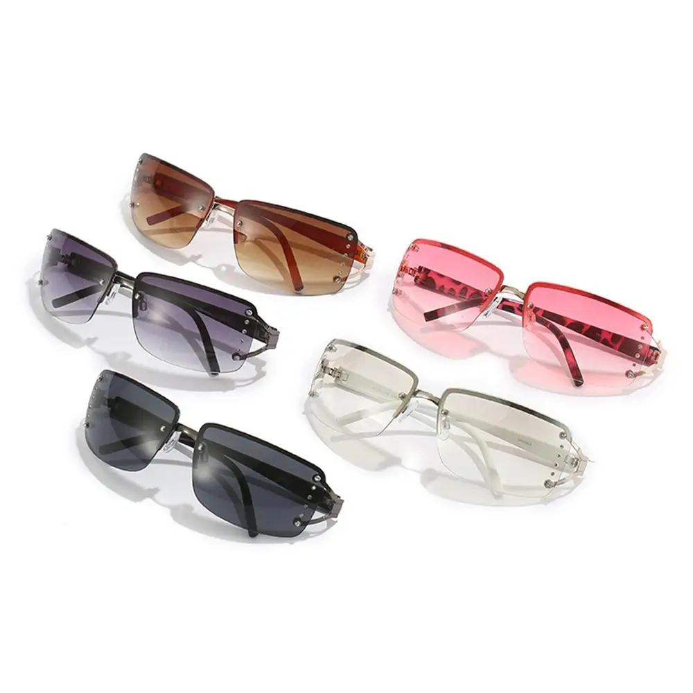  - 2000S Women Men Futuristic Eyewear Sun Glasses Wrap Around Rectangle Y2K Sunglasses for Women