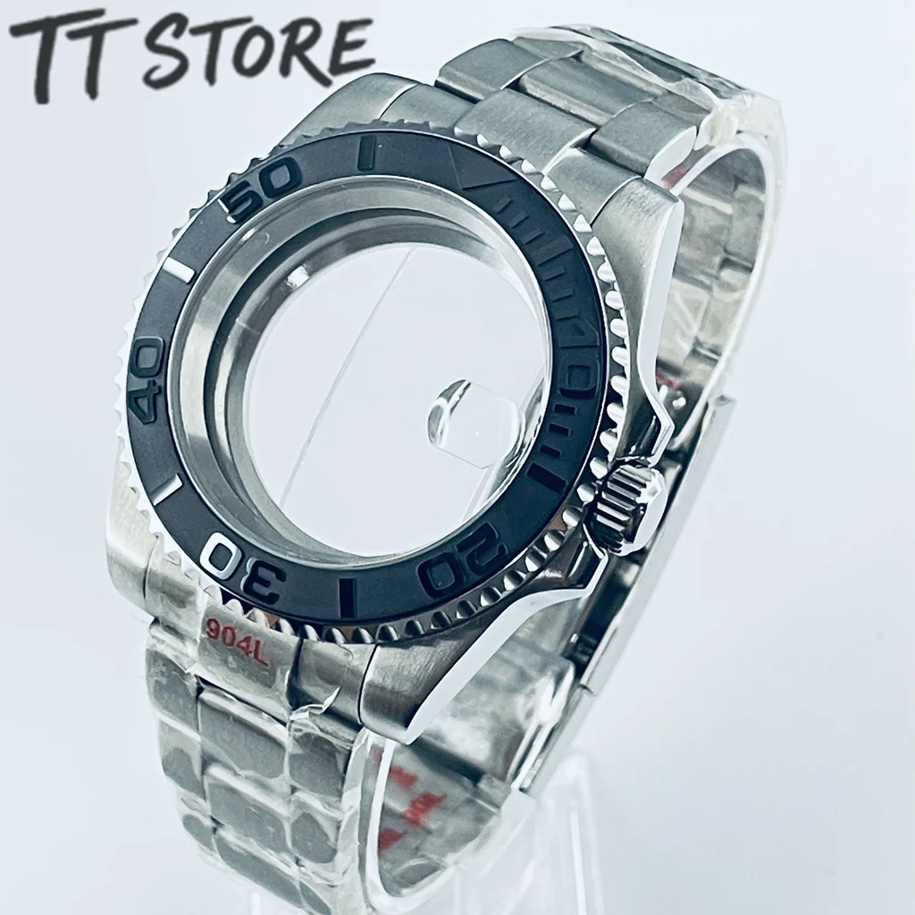 Silver 40mm Watch with Ceramic Bezel and Sapphire Case