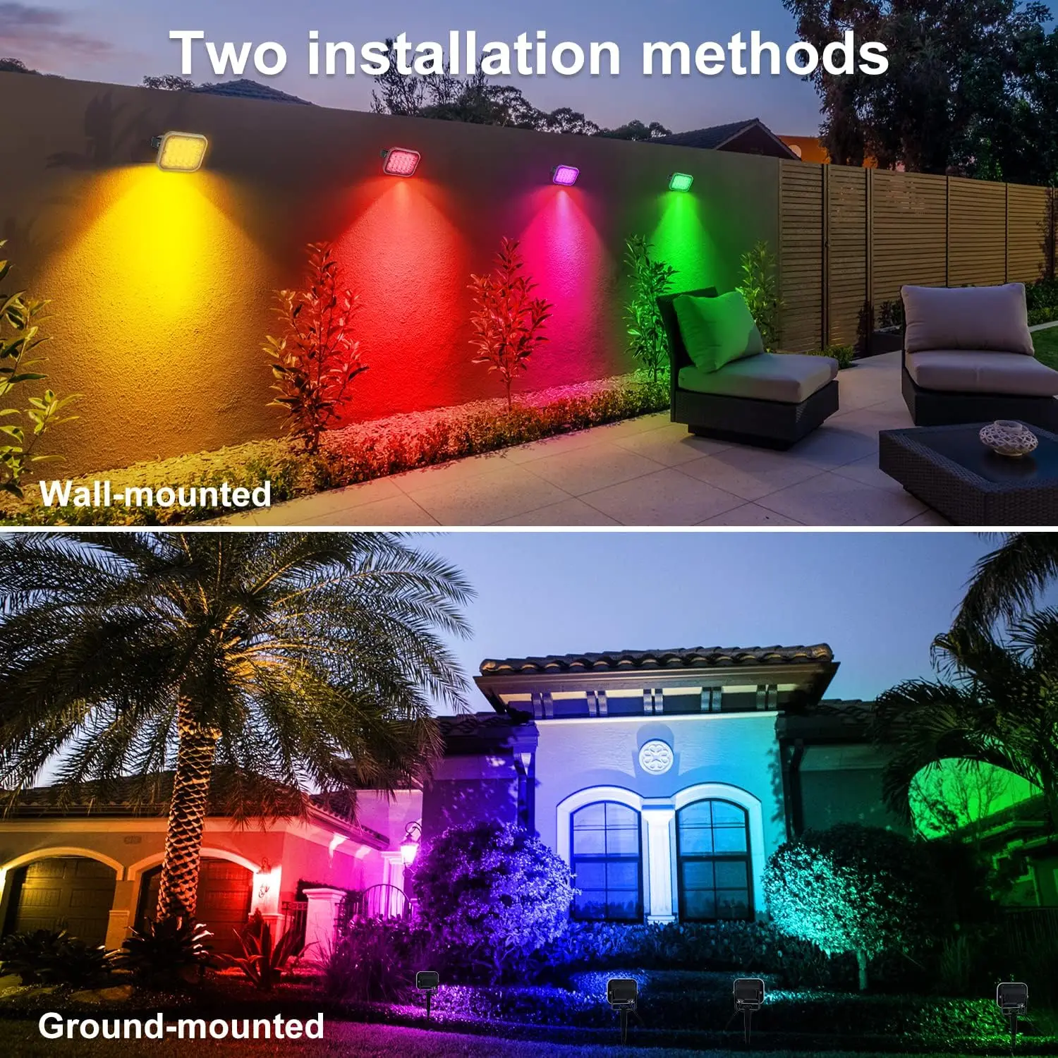 RGB Outdoor Spotlight Garden Landscape Decoration EU/US Plug Floodlight Waterproof Pathway Yard Spike Lawn Lamp 110V 220V Lighti 3