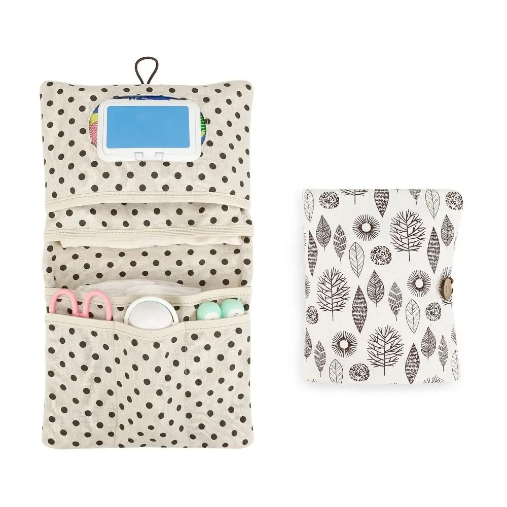 Cartoon Pattern Baby Diapers Storage Pouch Portable Foldable Stroller Storage Bags Large Capacity Multi-Compartment