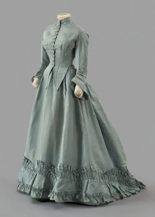 1860s Victorian Bustle Dusty Green Prom Dresses Duchess Medieval Walking  Gown | eBay