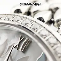 Women's Watch 32.5MM MIYOTA 8215 Automatic Watch Customizable Luxury Fashion Retro Diamond Bezel Dial Hollowed Bottom Date at 6 2