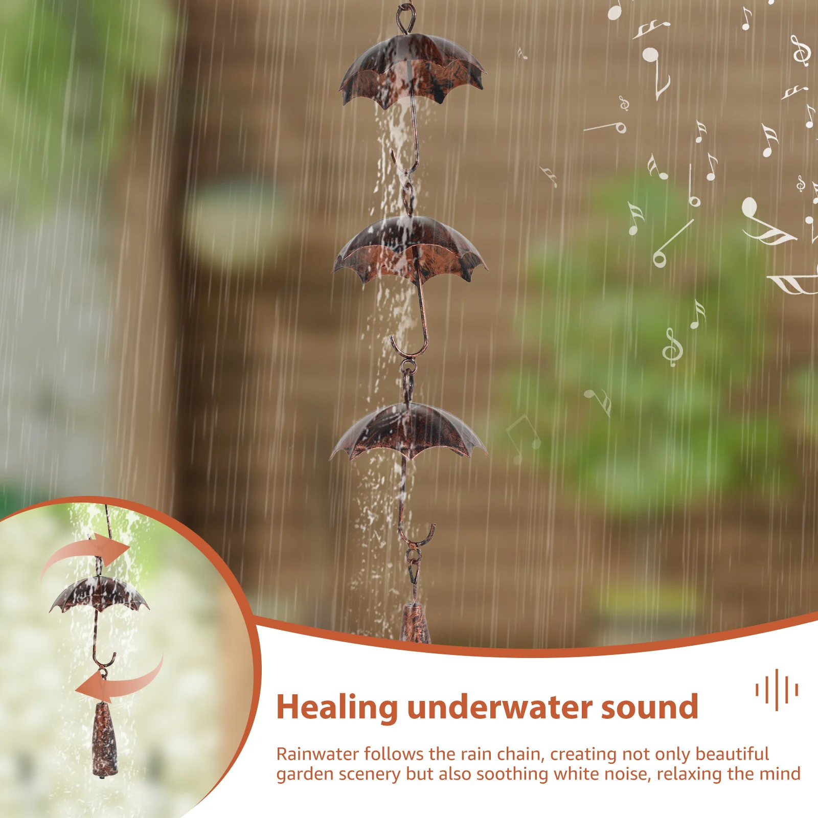 Vintage Pinecone/Umbrella Metal Rain Chain 4