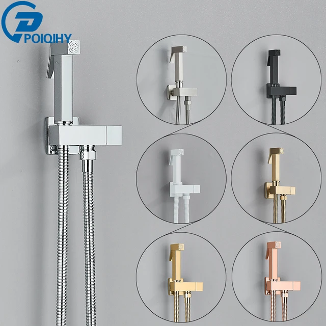 Chrome มือถือห้องน้ํา Bidet ก๊อกน้ําสแตนเลส Bidet ฝักบัวสุขอนามัยผนังฝักบัวผู้หญิงทําความสะอาดน้ําเย็นเท่านั้น 1