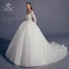 Long Sleeve Wedding Dress 2025 Luxury Shiny Appliques Beaded Ball Gown Princess Bride SwanSarah AV01 customized Vestido De Novia 2