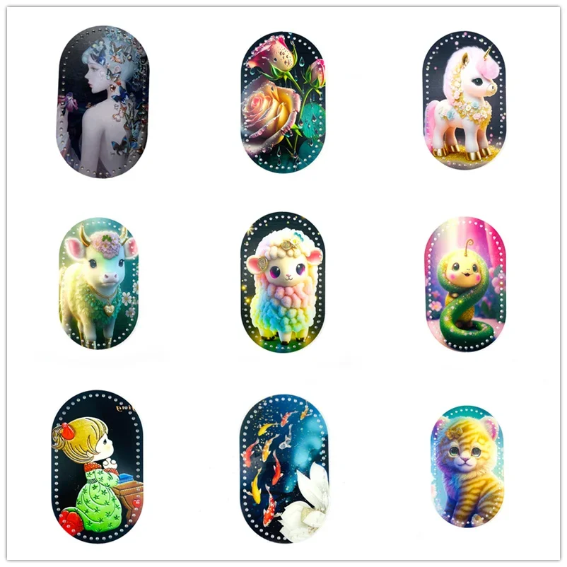 25*15cm Oval 1 Pcs Retro Flower Printed Acrylic Bag Base for DIY Knitting Crochet Bag Handbag Insert Cushion Pad Bottom Shaper
