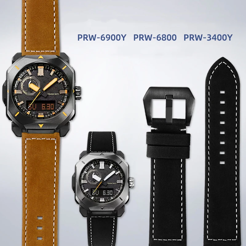 Per Casio Protrek Prw-6900Y Prw-6800 Prw-3400 Prw-6900 Prw-60 Prw-60Yt Cinturino Cinturino In Pelle Cinturino In Acciaio Catena Orologio 23Mm