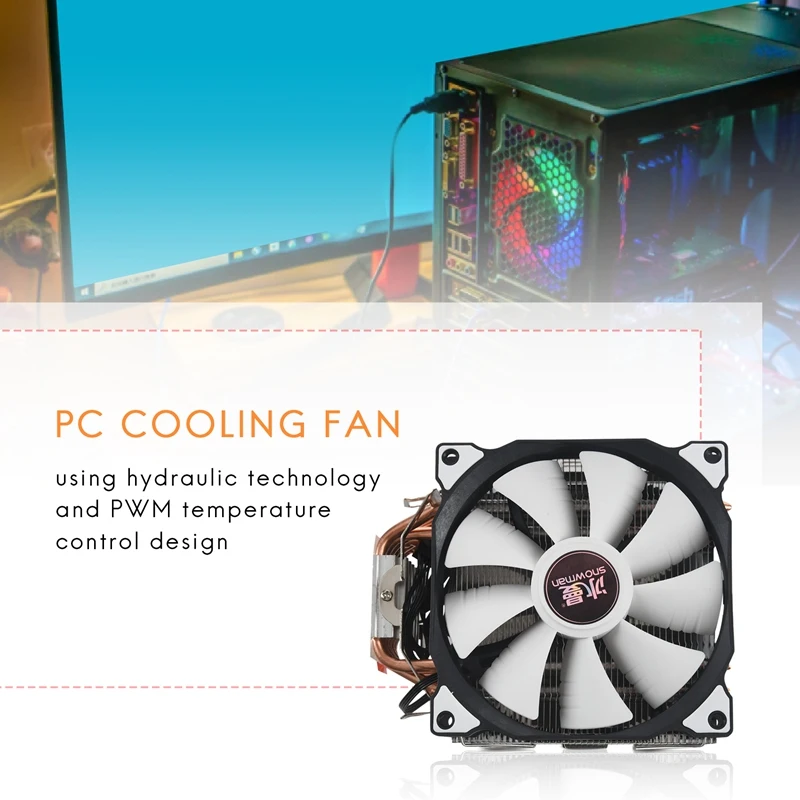 SNOWMAN M-T6 4PIN CPU Cooler Master 6 Heatpipe Double Fans 12Cm Cooling Fan LGA775 1151 115X 1366 Support AMD