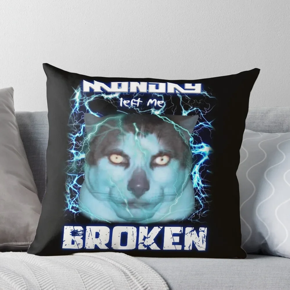 

MONDAY LEFT ME BROKEN CAT Throw Pillow Decorative Cushions For Living Room anime girl