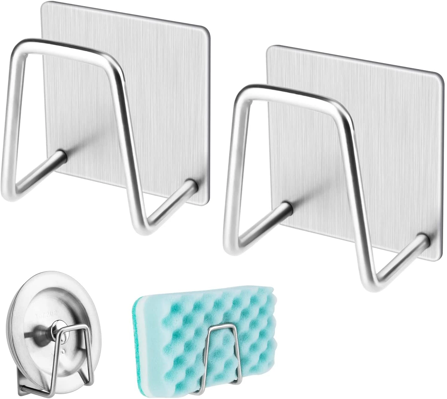 

Kitchen Organizer Sponge Holder Soap Drying Rack Self Adhesive Sink Drain Racks Stainless Steel Sink Wall Storage Racks Hooks