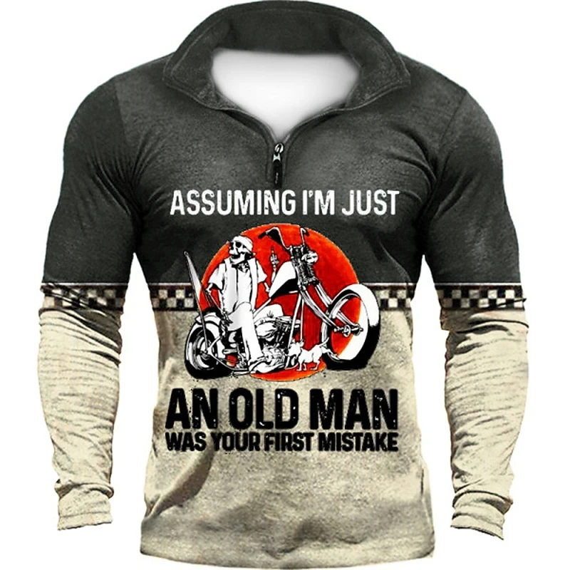 

Autumn Retro Men's Casual Top Hoodie 3d Motorcycle Print Street Designer Long Sleeve Loose Oversized Sweatshirt Fashion Pullover
