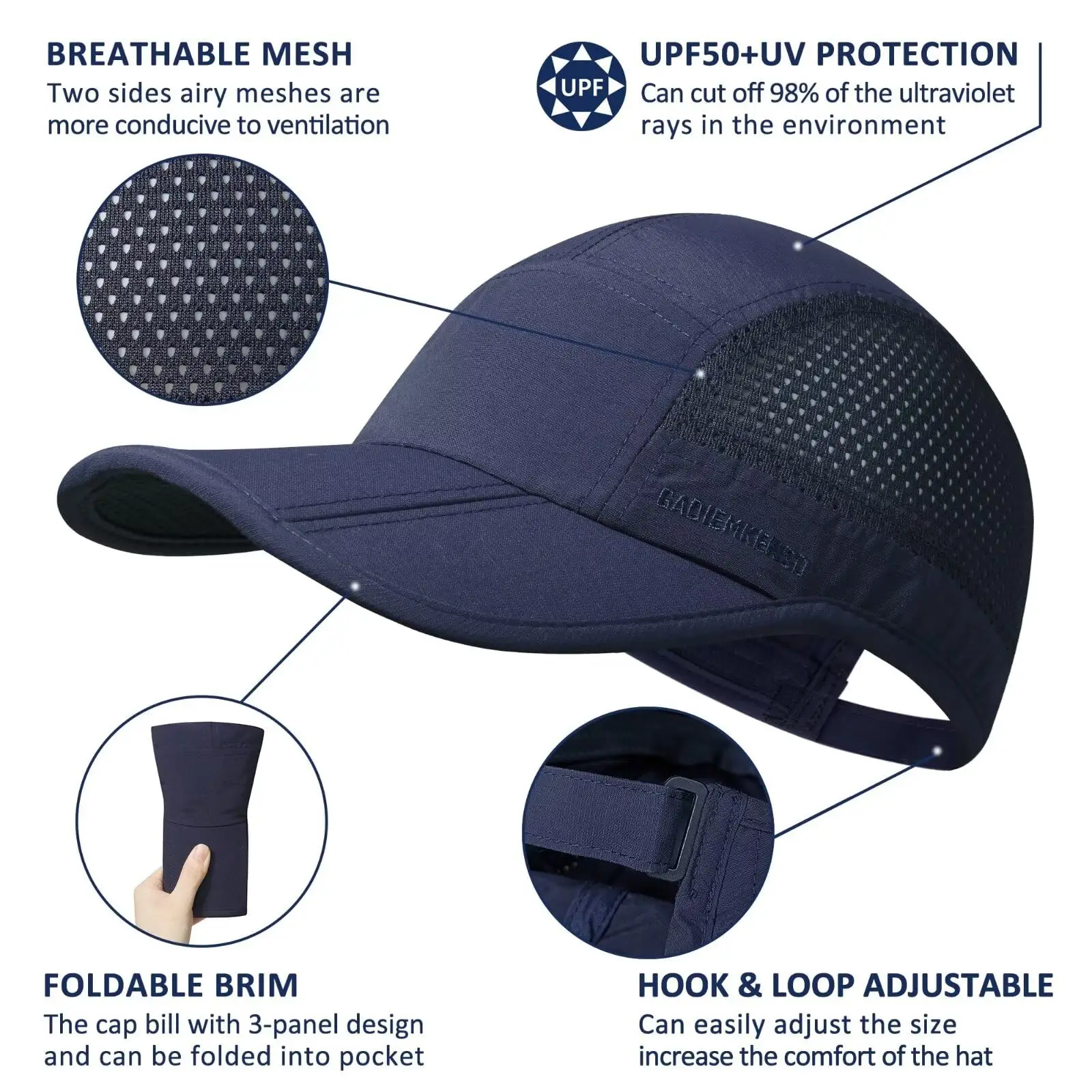 Boundless Voyage Baseball Cap Summer Mesh Sport Running Hats Outdoor Waterproof Visors Hat Hiking Cycling Trucker hat