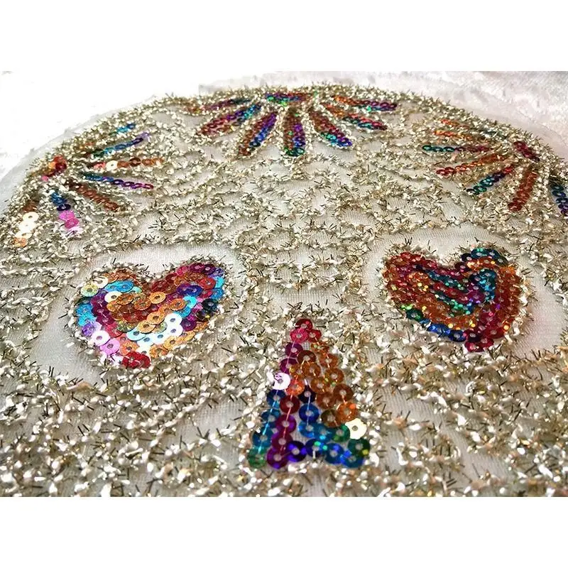 Lace Sequin Halloween Skull Patch Halloween Decorative Embroidery Clothing Patch Colorful Skull Sequin Patch ClothingAccessories