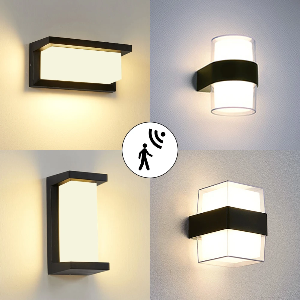 Led Wall Light Outdoor Waterproof IP65 Motion Sensor Led Outdoor Lighting Porch Lights Balcony Garden Lights Wall Lamp
